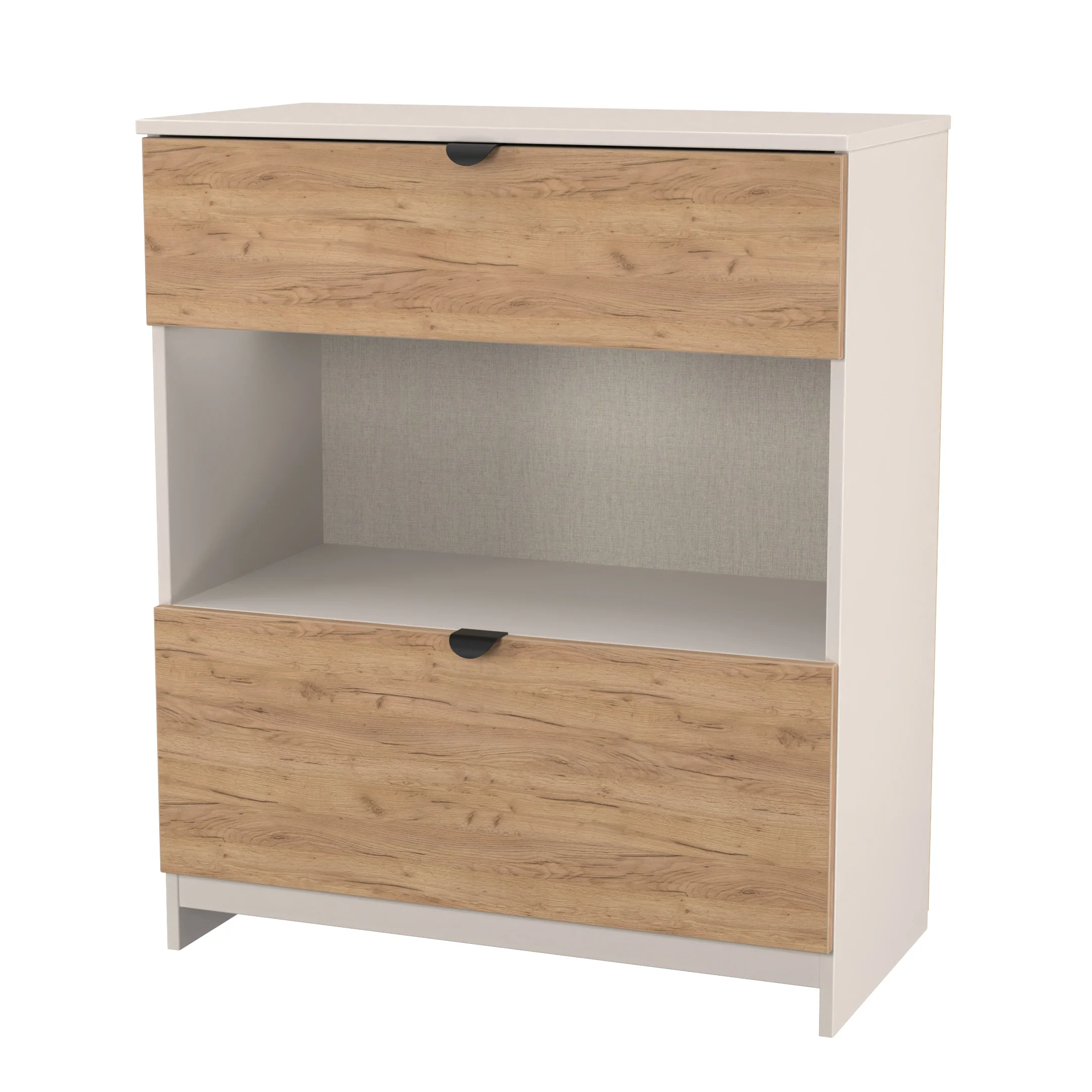 Bora 2 Drawer Deep Chest with shelf in Gold Craft Oak & Kashmir - Ready Assembled - Image 3