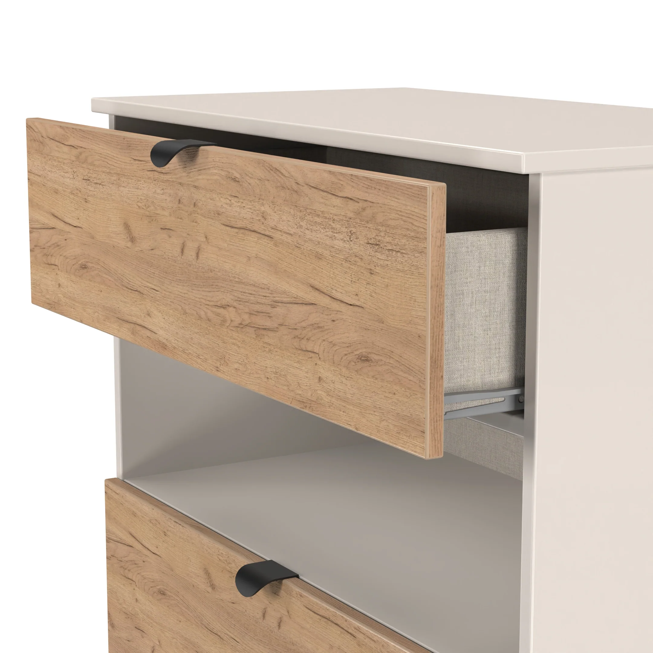 Bora 3 Drawer Deep Chest with shelf in Gold Craft Oak & Kashmir - Ready Assembled - Image 6