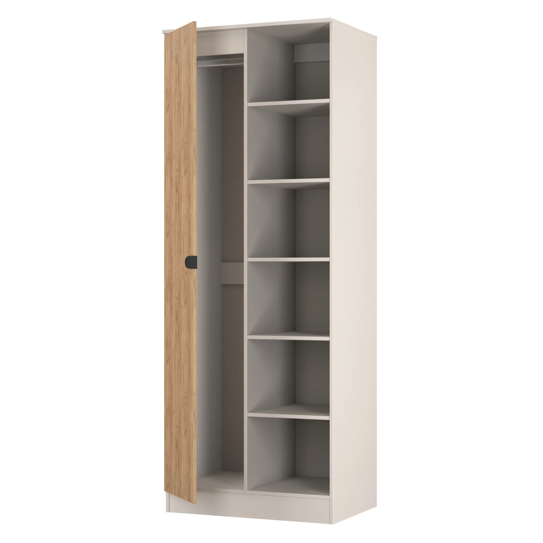 Bora Tall 2 Door 1 Drawer Robe in Gold Craft Oak & Kashmir - Ready Assembled - Image 5