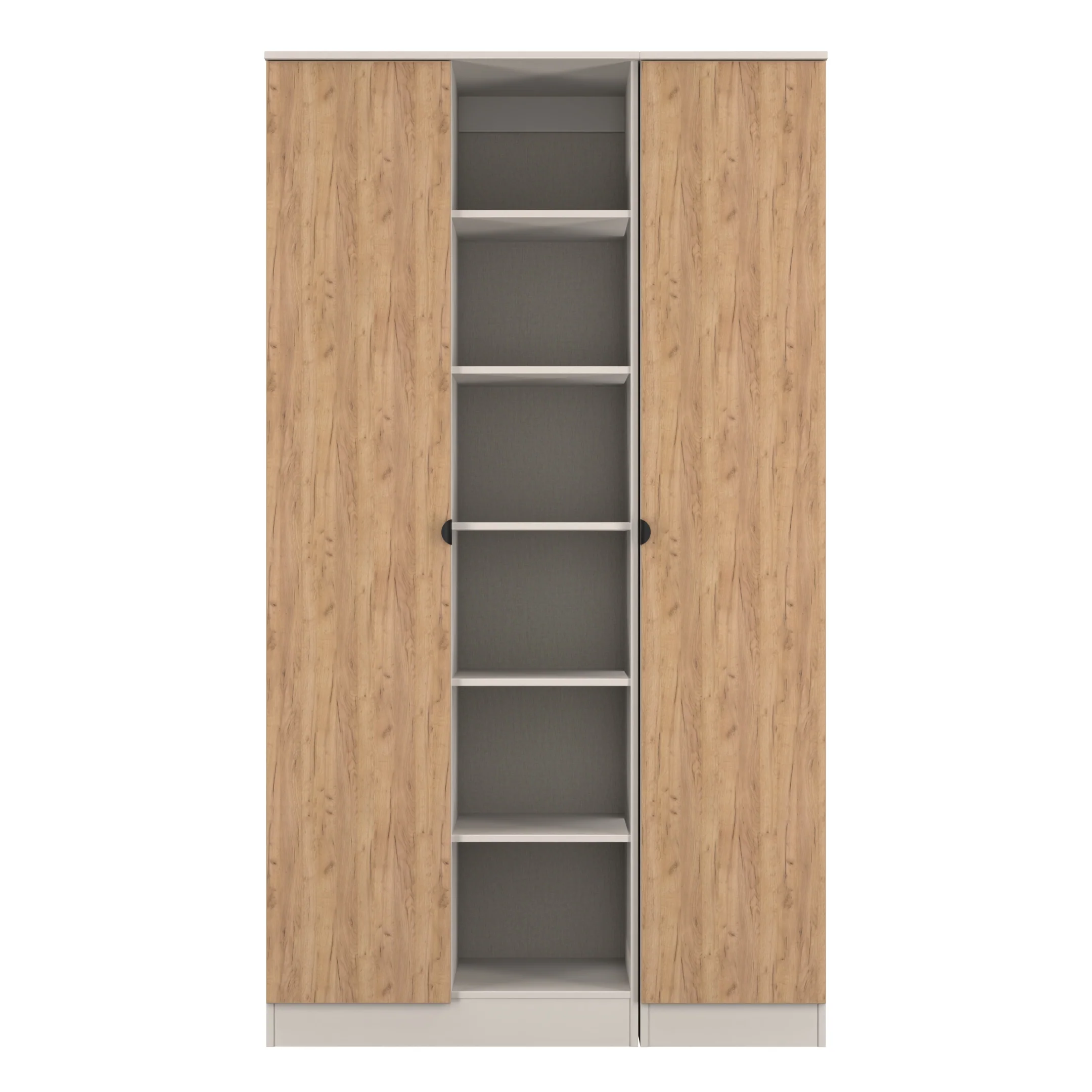 Bora Tall 3 Door Robe with shelves in Gold Craft Oak & Kashmir - Ready Assembled - Image 2