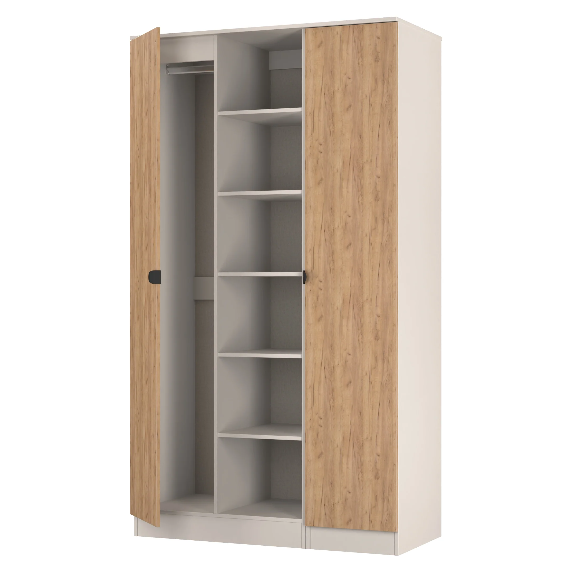 Bora Tall 3 Door Robe with shelves in Gold Craft Oak & Kashmir - Ready Assembled - Image 6