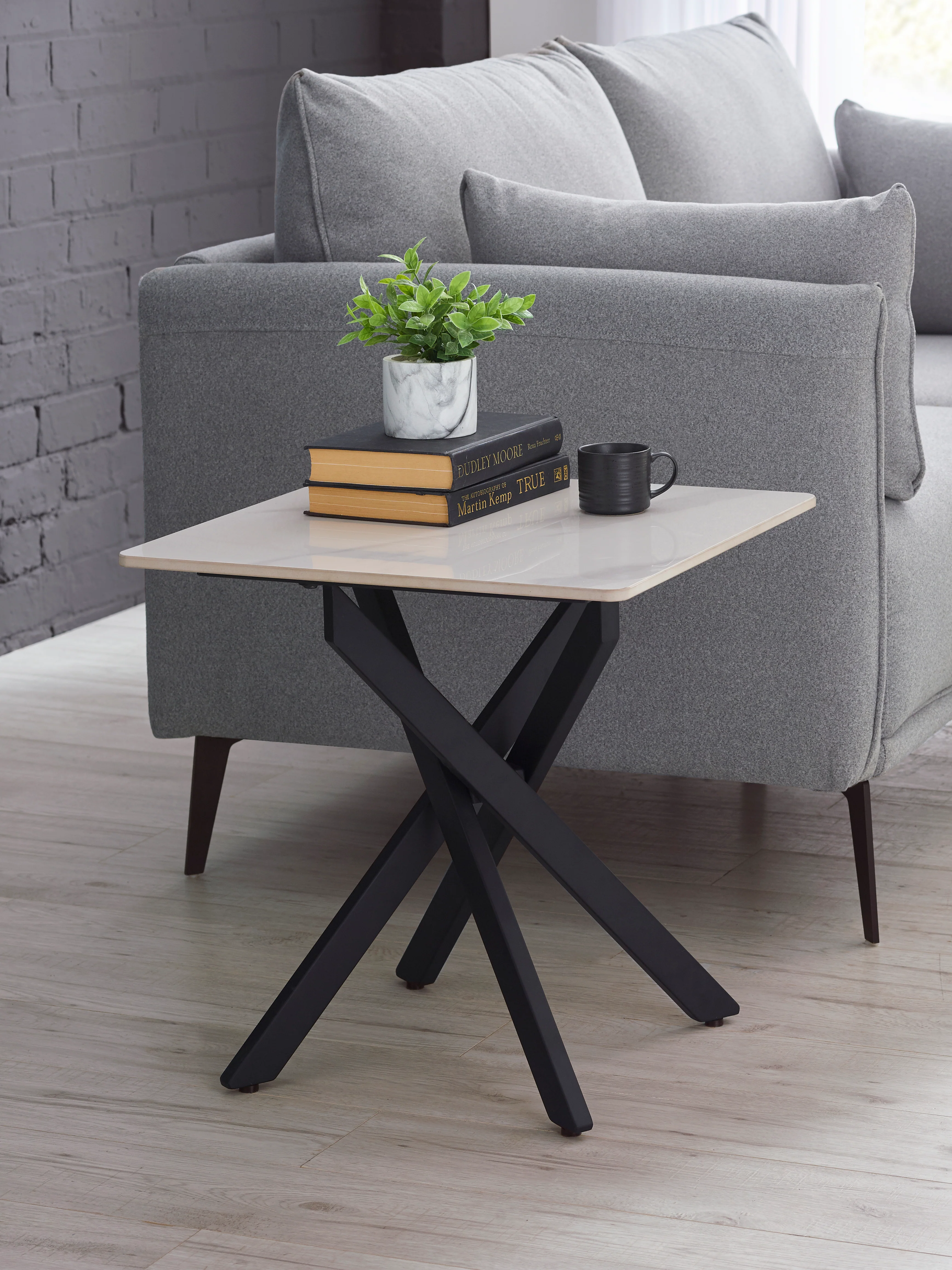 Bradley White Marble Lamp Table