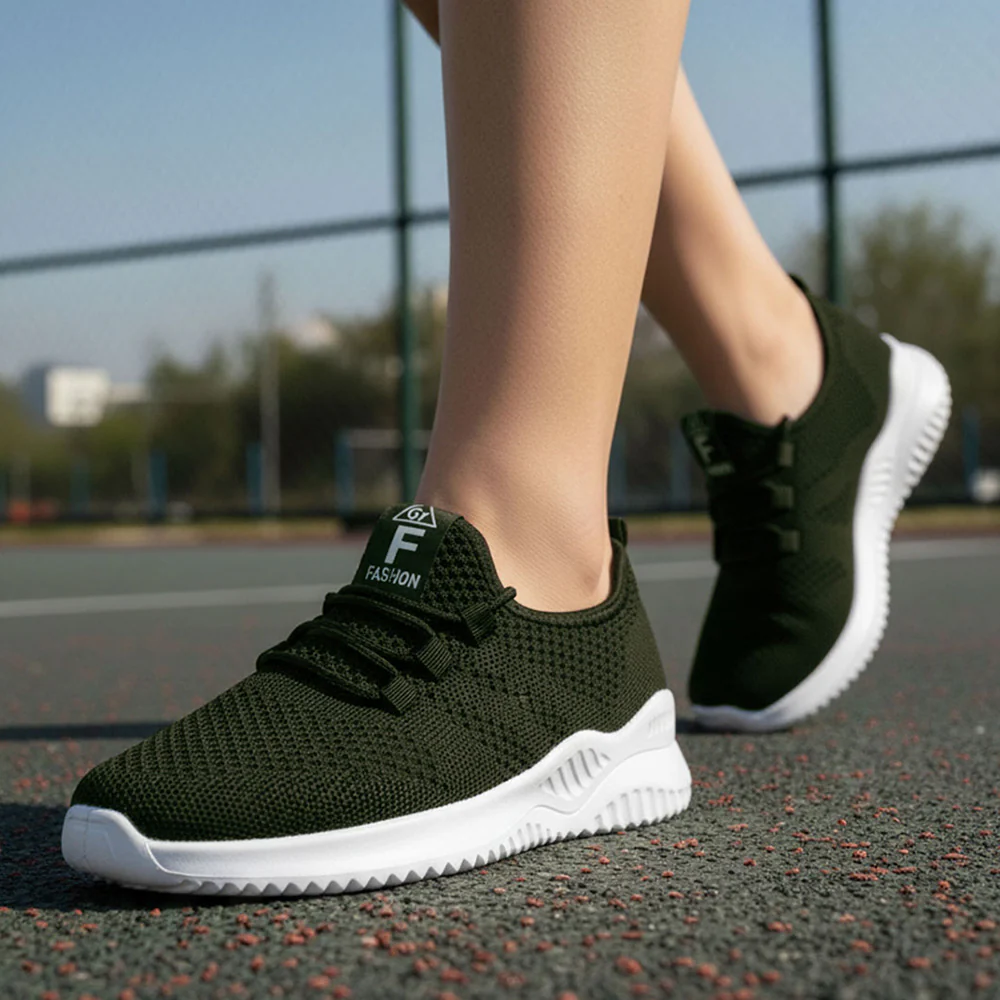 Breathable Lightweight Trainers - Dark Green