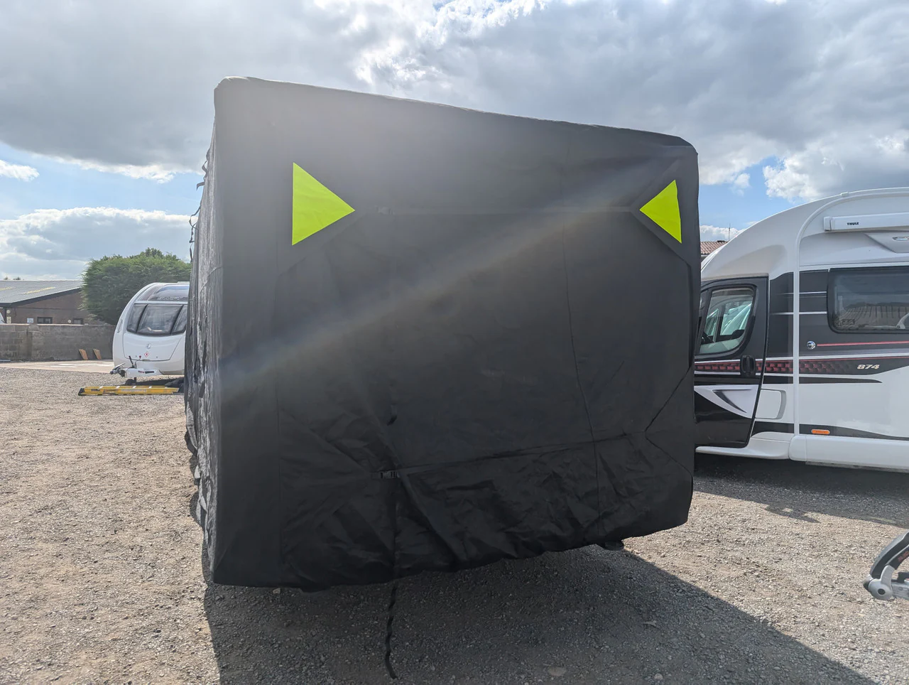 Breathable Waterproof 4Ply Caravan Cover with Free Hitch Cover Black 23-25ft - Image 3