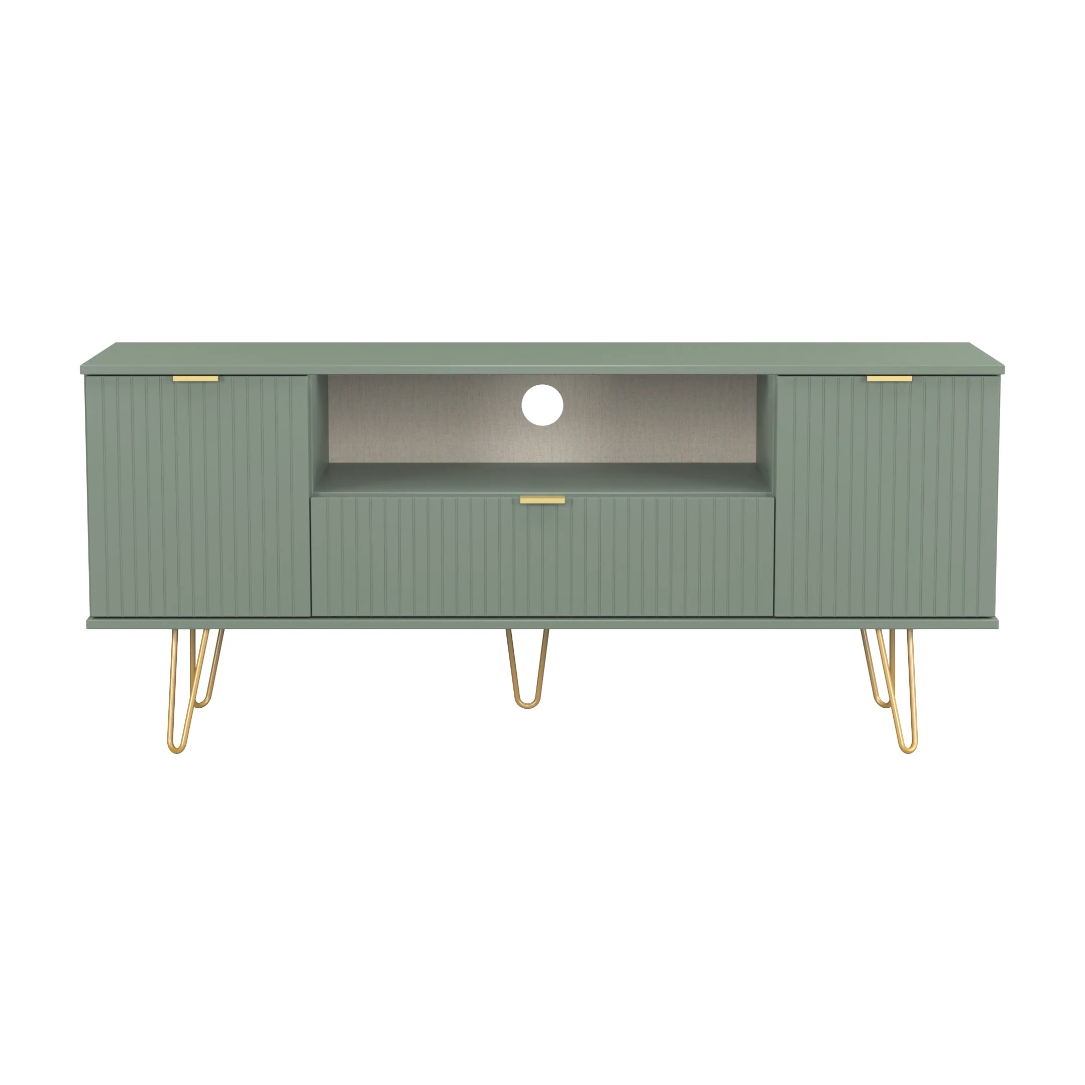 Breda Ready Assembled 2 Door 1 Drawer Wide TV Unit In Reed Green