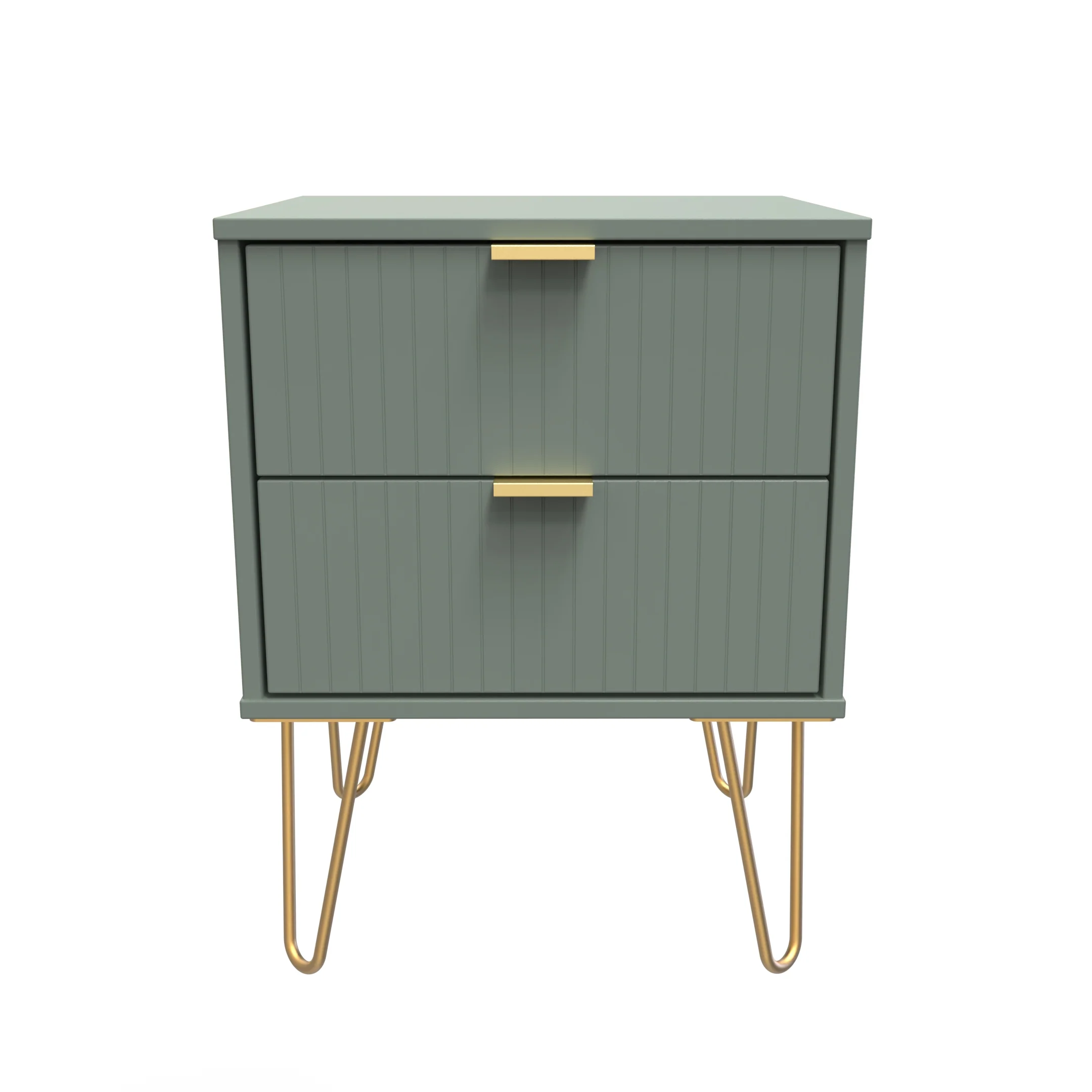 Breda Ready Assembled 2 Drawer Bedside Cabinet in Reed Green