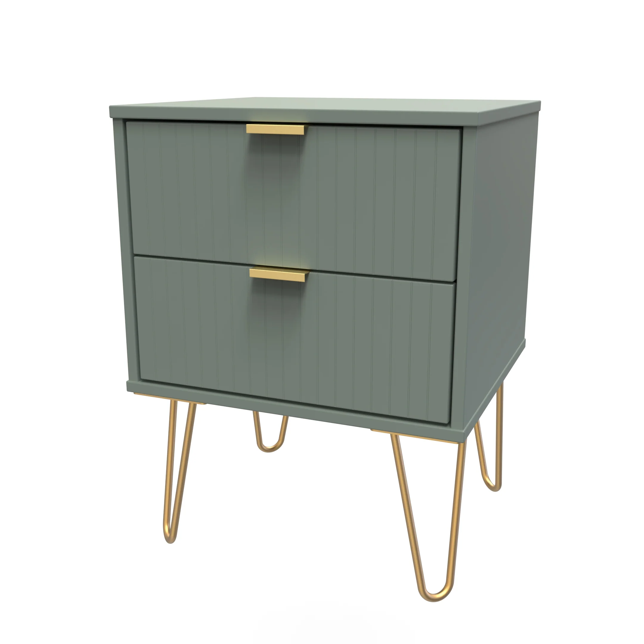 Breda Ready Assembled 2 Drawer Bedside Cabinet in Reed Green - Image 3