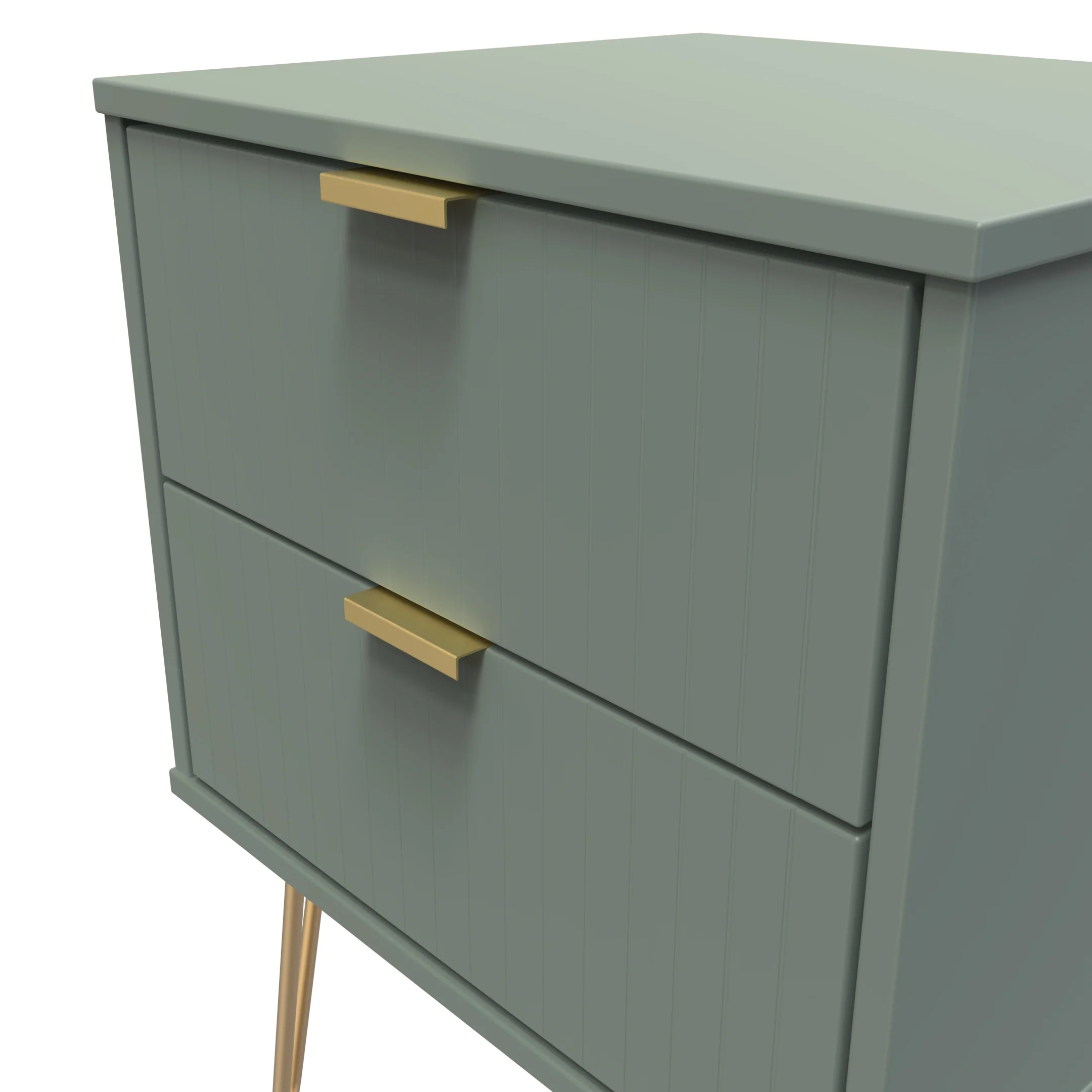 Breda Ready Assembled 2 Drawer Bedside Cabinet in Reed Green - Image 4