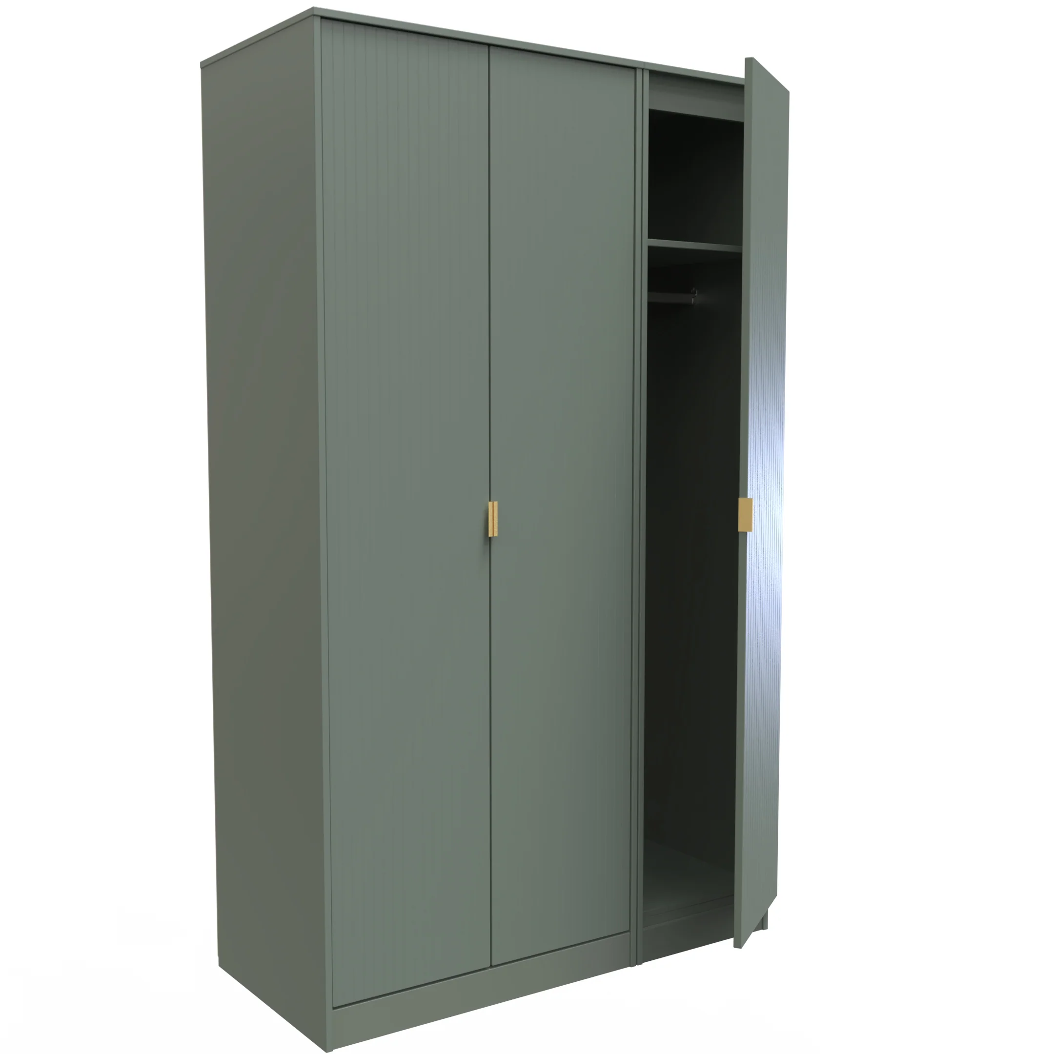 Breda Ready Assembled 3 Door Wardrobe in Reed Green - Image 6