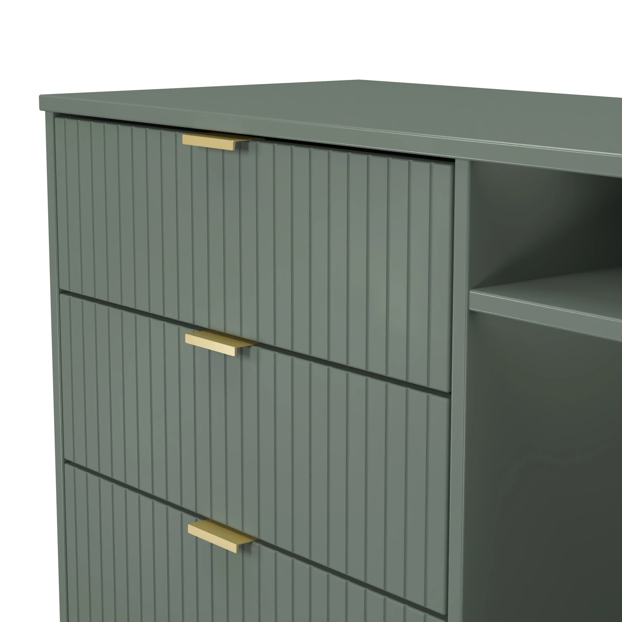 Breda Ready Assembled 3 Drawer TV Unit in Reed Green - Image 7