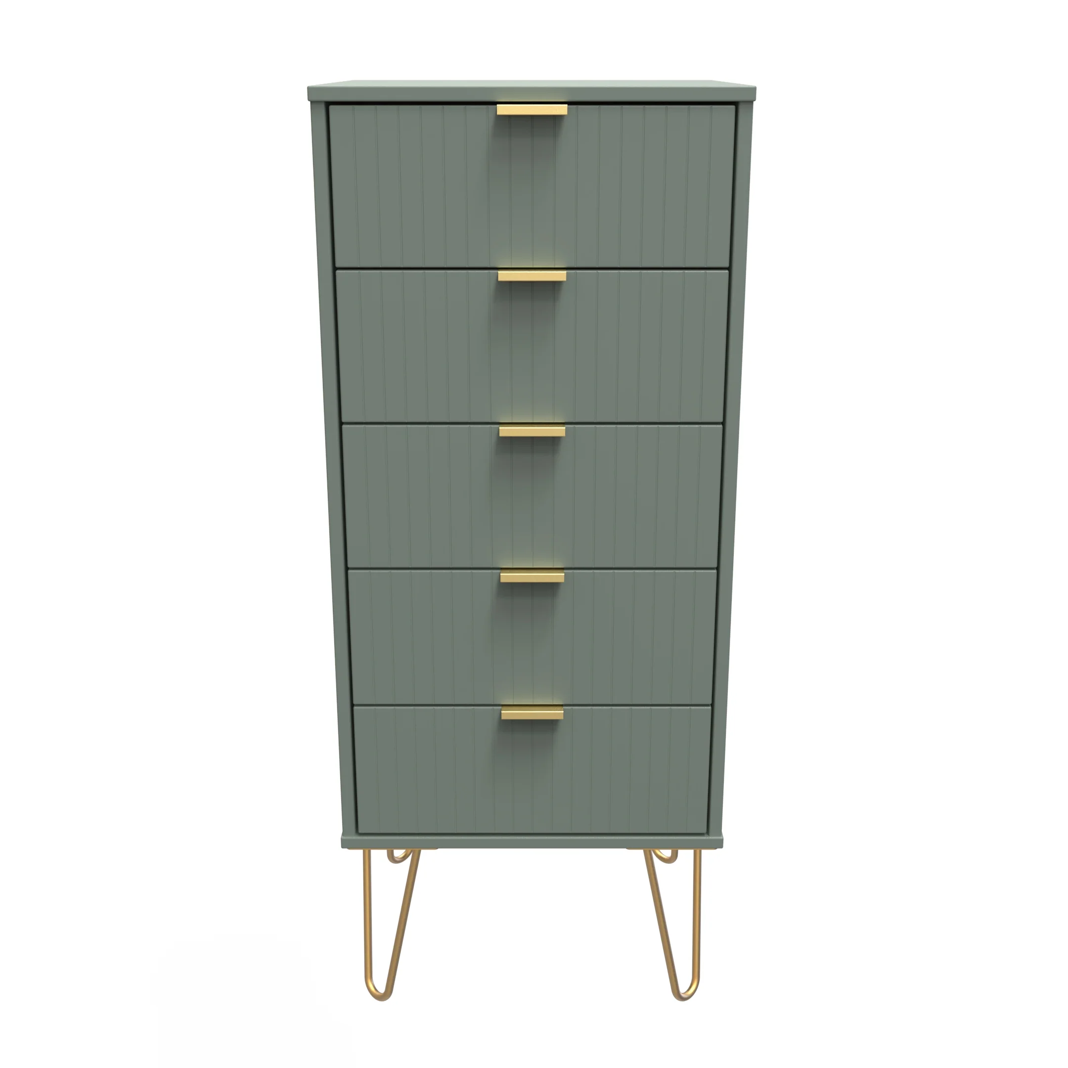 Breda Ready Assembled 5 Drawer Tallboy in Reed Green