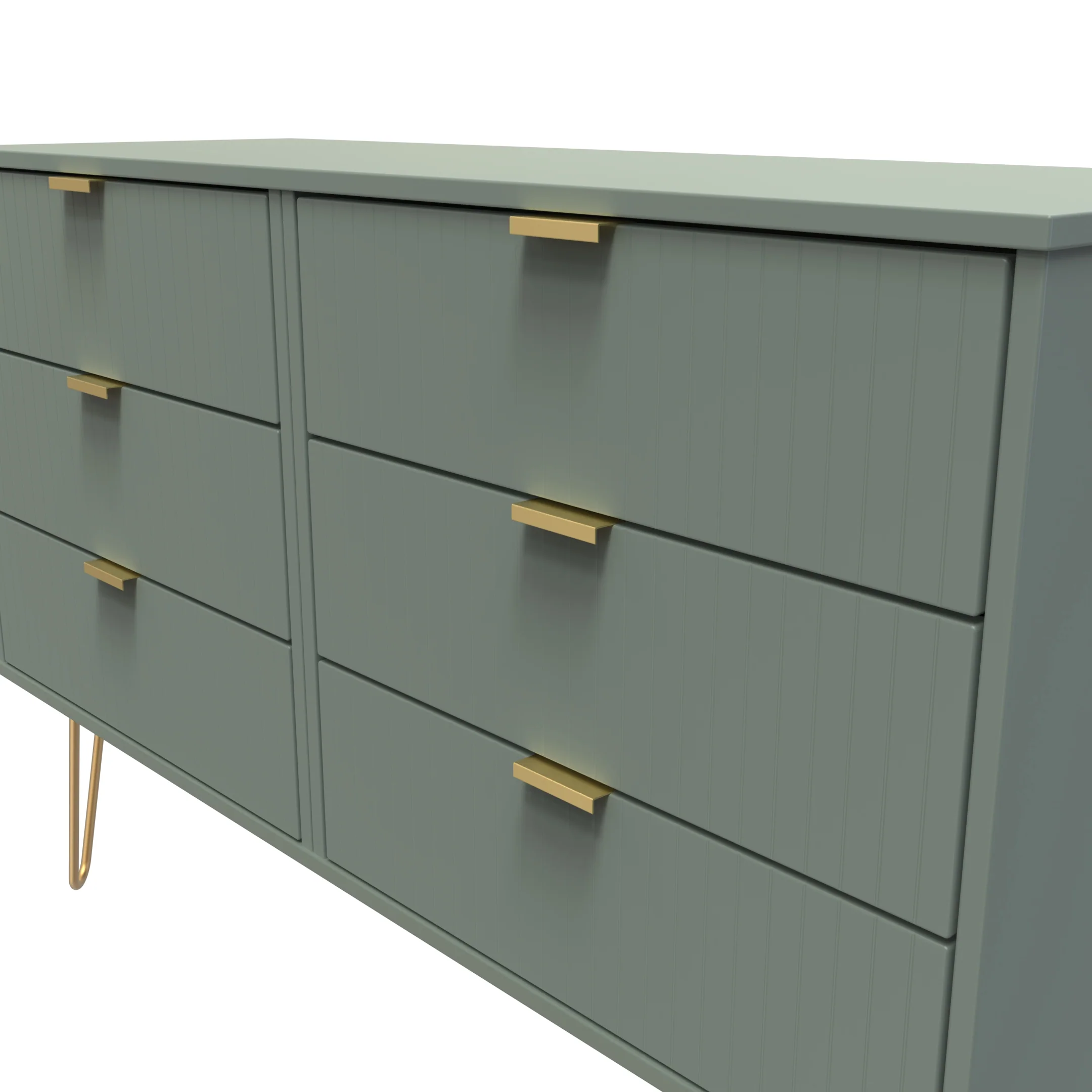 Breda Ready Assembled 6 Drawer Wide Chest in Reed Green - Image 4