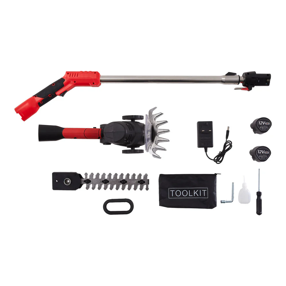 Breeins 2-in-1 Cordless Hedge Trimmer & Grass Shear With Telescopic Pole, 2 Batteries - 12V Handheld Garden Hedge Cutter - Image 4