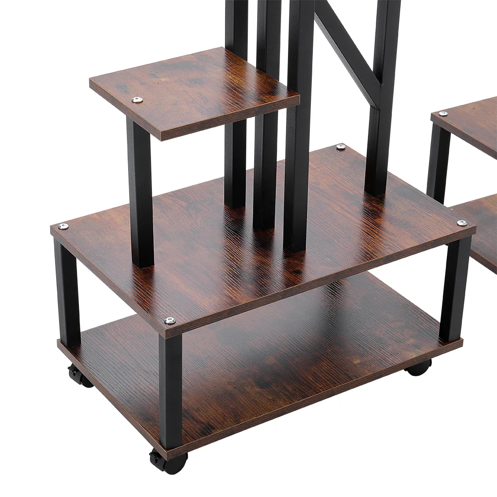 Breeins 2 Pcs Half-Heart-Shaped Tiered Plant Stand Rustic Brown - Image 2