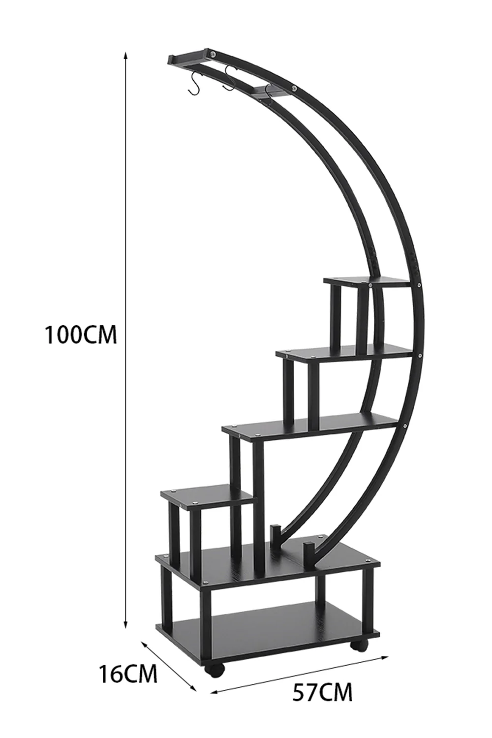 Breeins 2pcs Half-Moon-Shaped Plant Stand Display Shelf with Wheels - Image 7