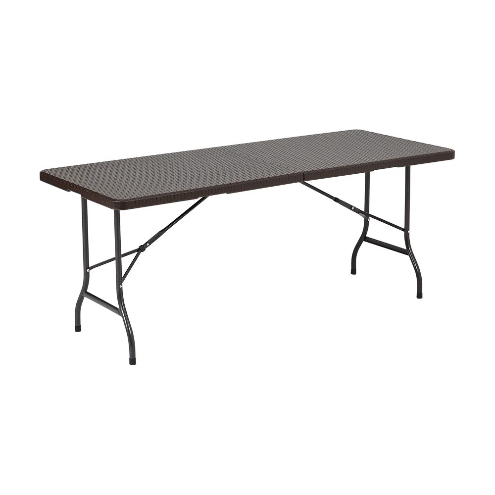 Breeins 3-Piece Rattan Plastic Outdoor Folding Table Bench Set - Image 4