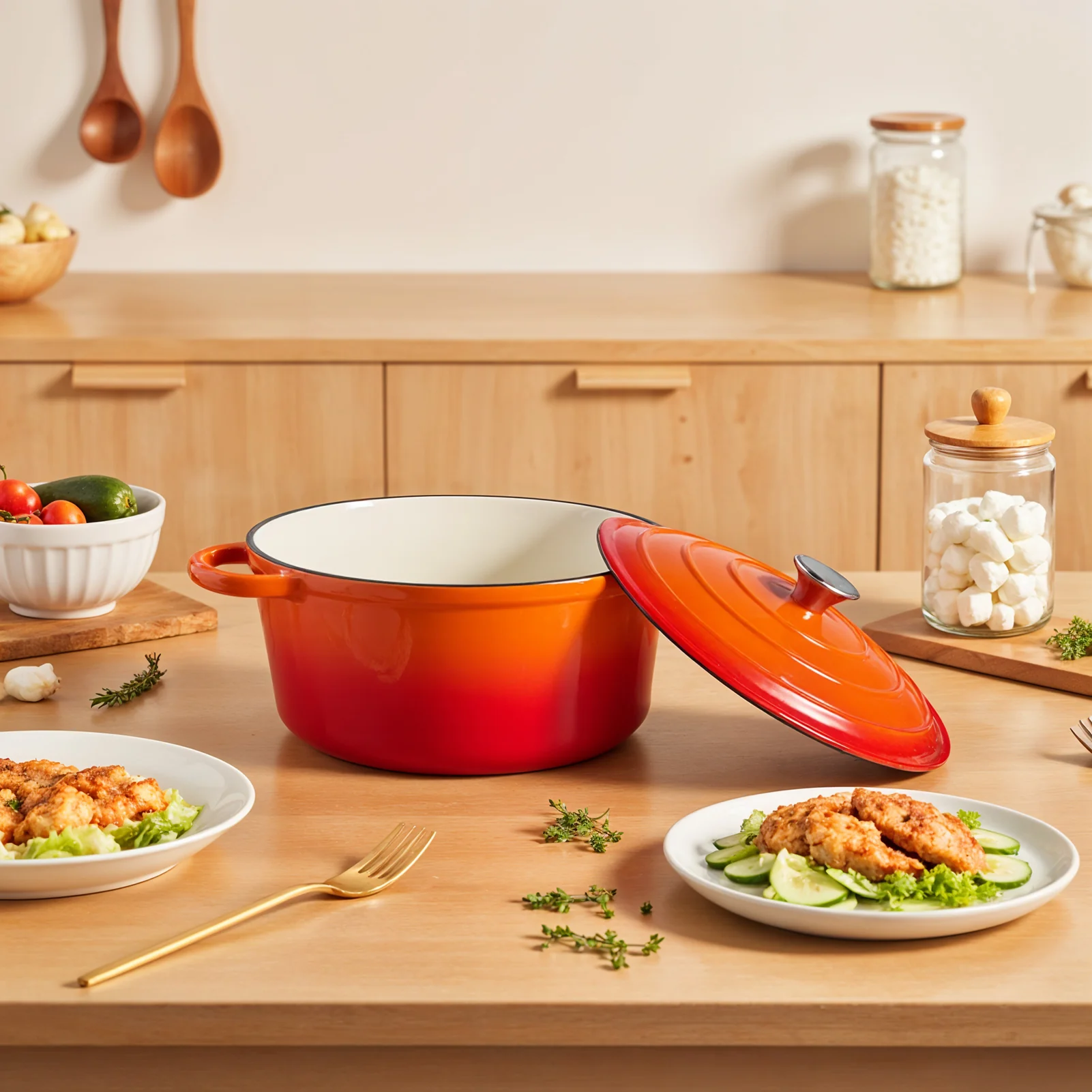 Breeins 6L Enameled Cast Iron Dutch Oven Pot With Lid - Image 2