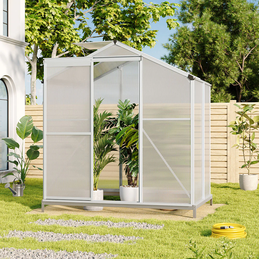 Breeins Aluminium Hobby 6 X 4ft Greenhouse With Base And Window Opening - Image 2