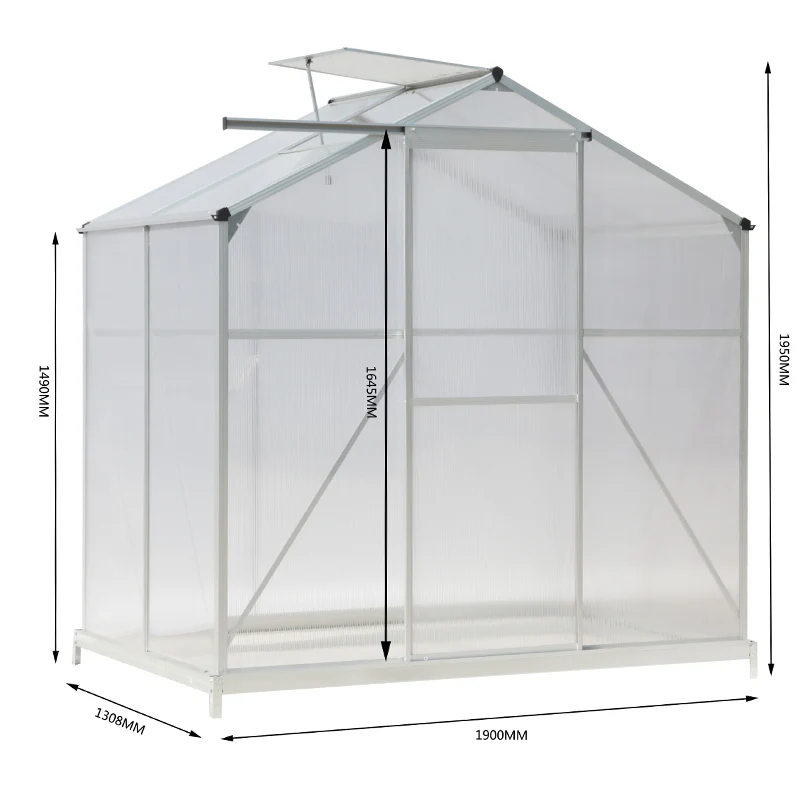 Breeins Aluminium Hobby 6 X 4ft Greenhouse With Base And Window Opening - Image 7