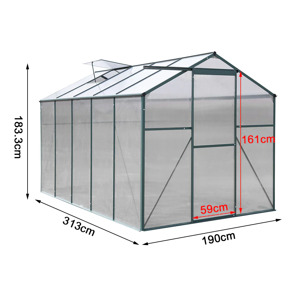 Breeins Aluminium Hobby 6 X 10ft Greenhouse With Window Opening - Image 6