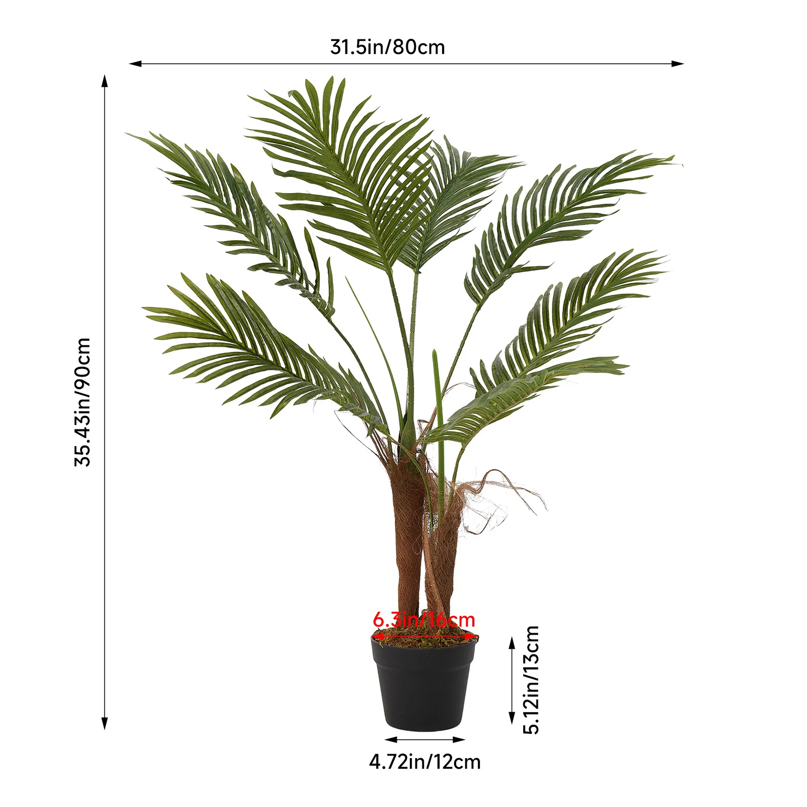 Breeins Artificial Palm Tree Potted Plant Home Decoration - Image 8