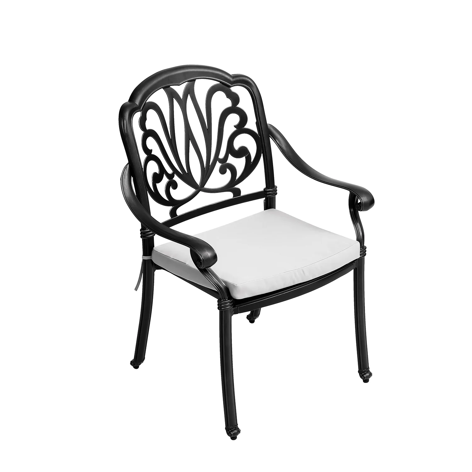 Breeins Black 3-Piece Cast Aluminum Outdoor Dining Set With Cushions - Image 8