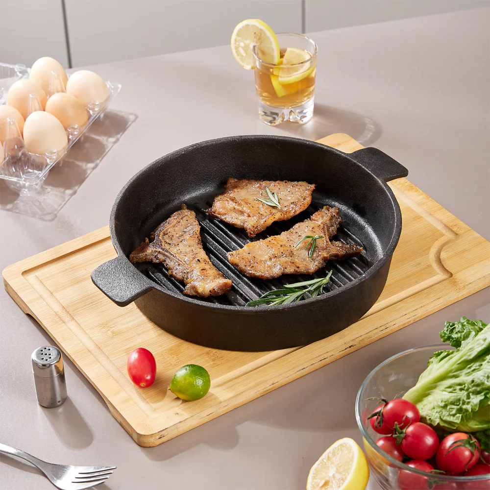 Breeins Black Round Cast Iron Grill Pan - Image 2
