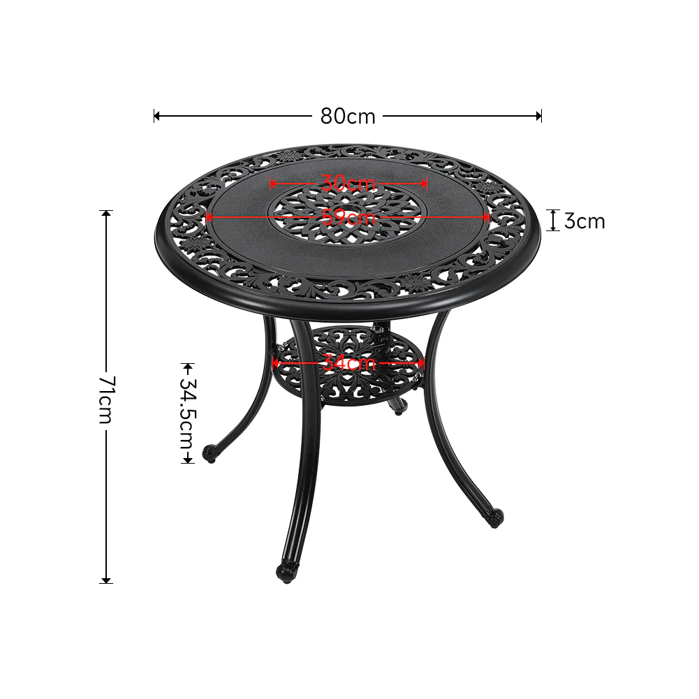 Breeins Cast Aluminum Patio Dining Table with Umbrella Hole - Image 8