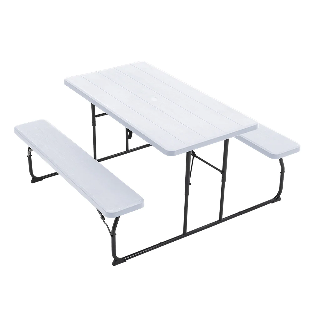 Breeins Foldable Picnic Table and Bench Set with Parasol Hole - Image 3
