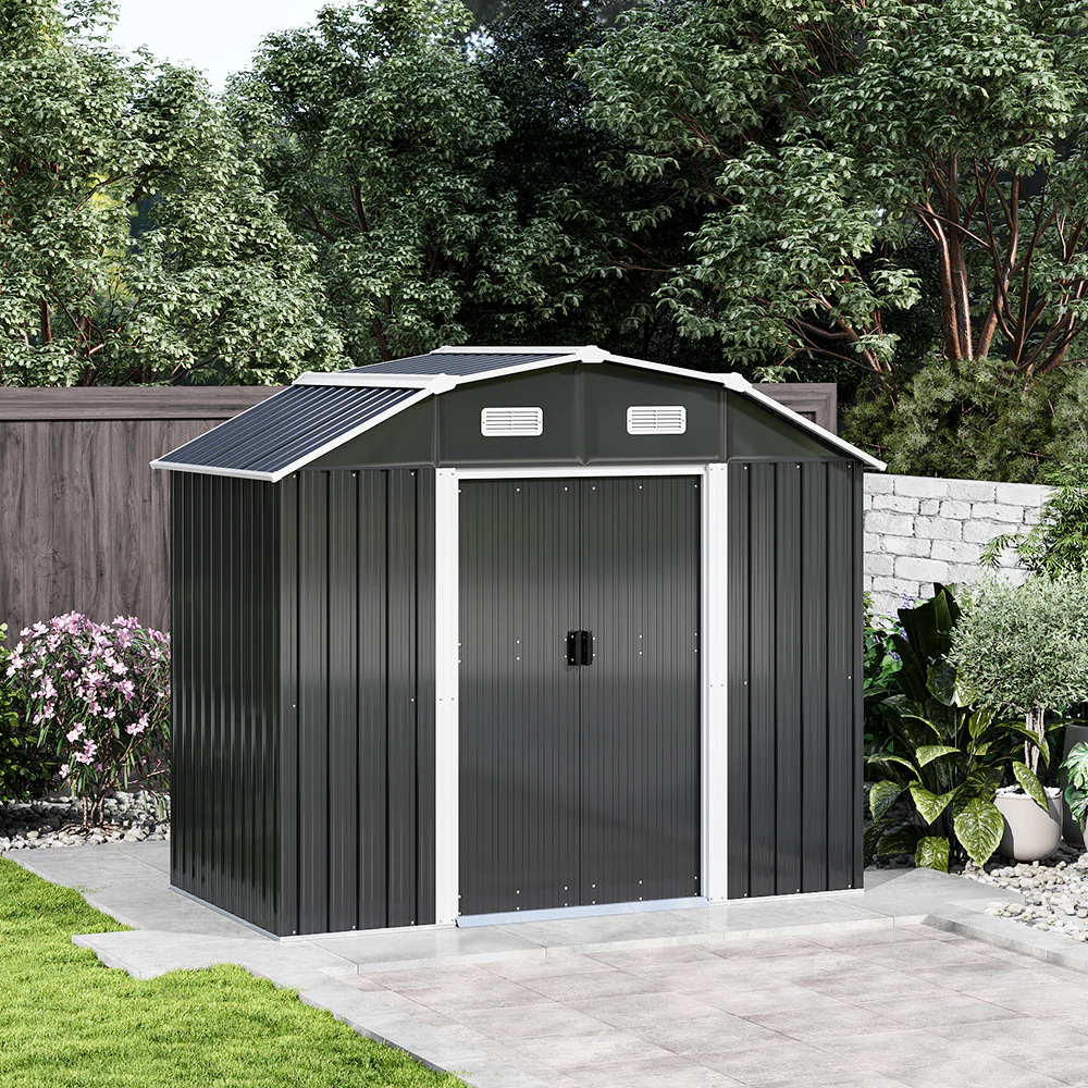 Breeins Large 7.5 x 4 ft Galvanized Steel Acrylic Storage Shed - Image 2