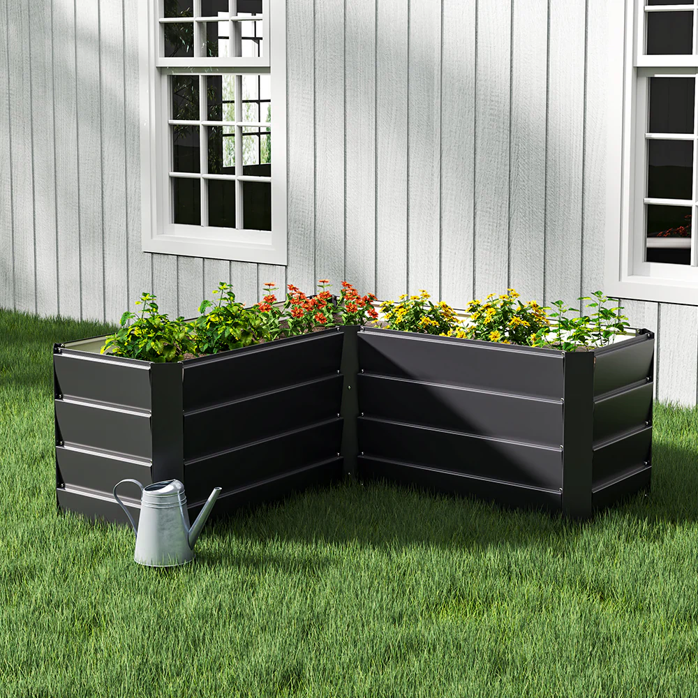 Breeins Outdoor Metal L-Shaped Raised Garden Bed - Image 2