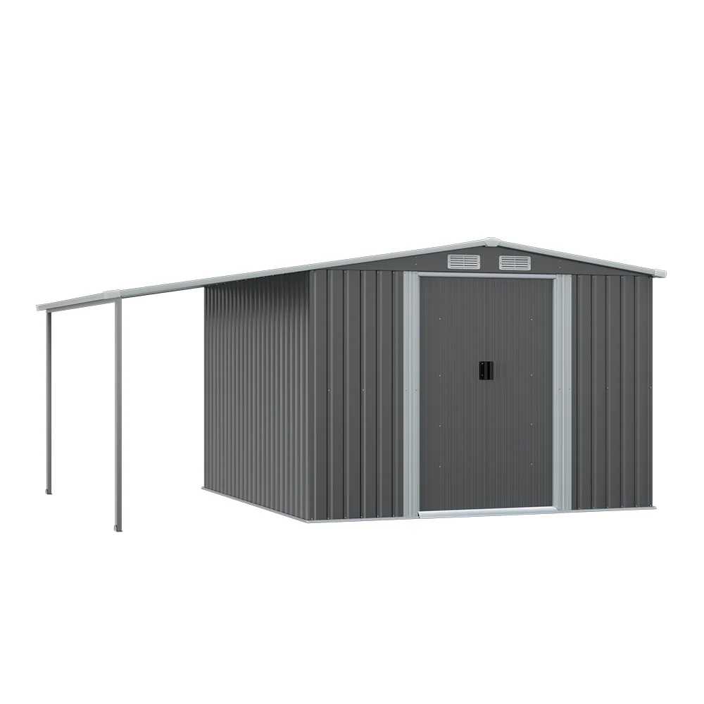 Breeins Outdoor Metal Storage Shed with Lean-to