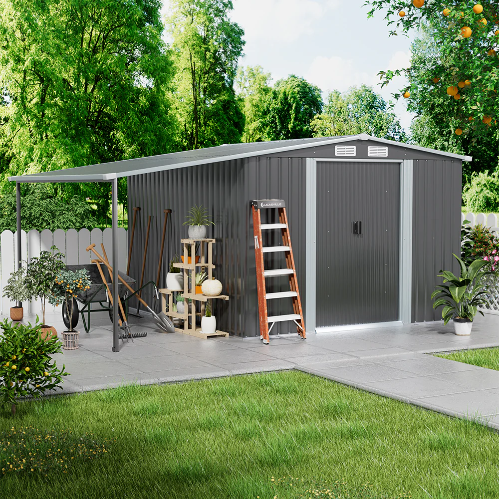 Breeins Outdoor Metal Storage Shed with Lean-to - Image 2