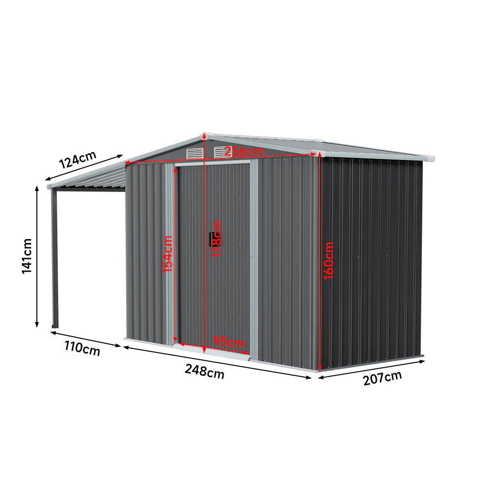 Breeins Outdoor Metal Storage Shed with Lean-to - Image 7