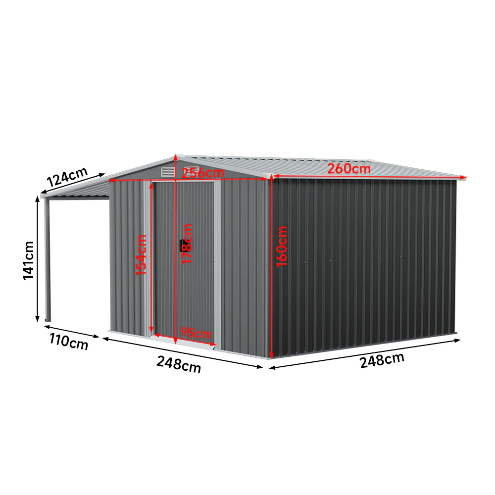 Breeins Outdoor Metal Storage Shed with Lean-to - Image 8