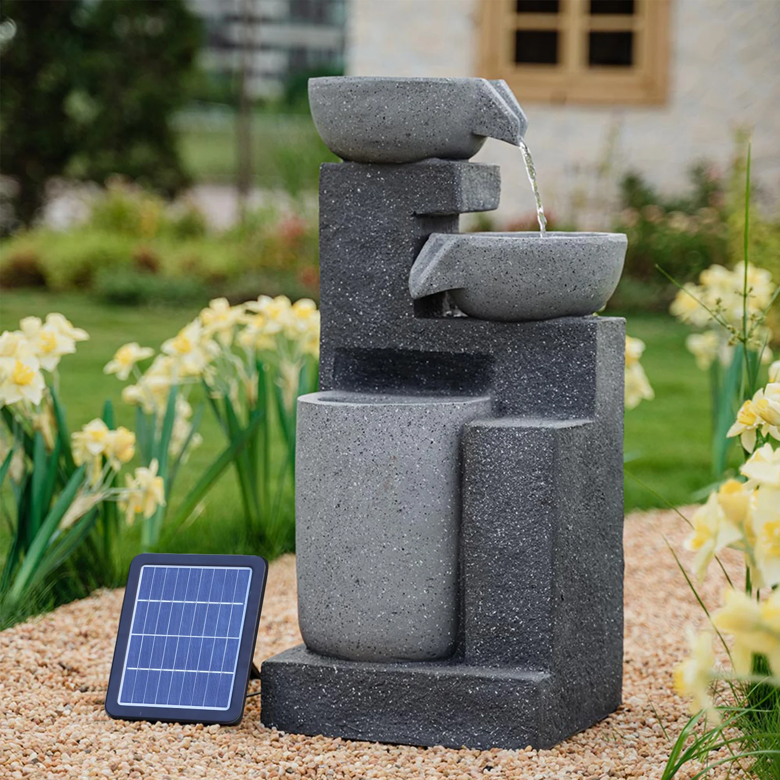 Breeins Outdoor Water Fountain Rockery Decor Solar Powered - Image 2