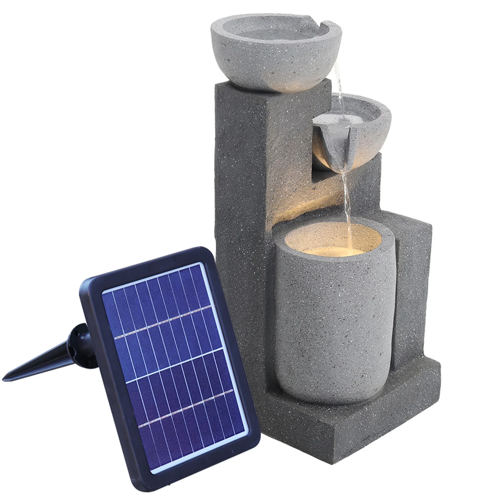 Breeins Outdoor Water Fountain Rockery Decor Solar Powered - Image 3
