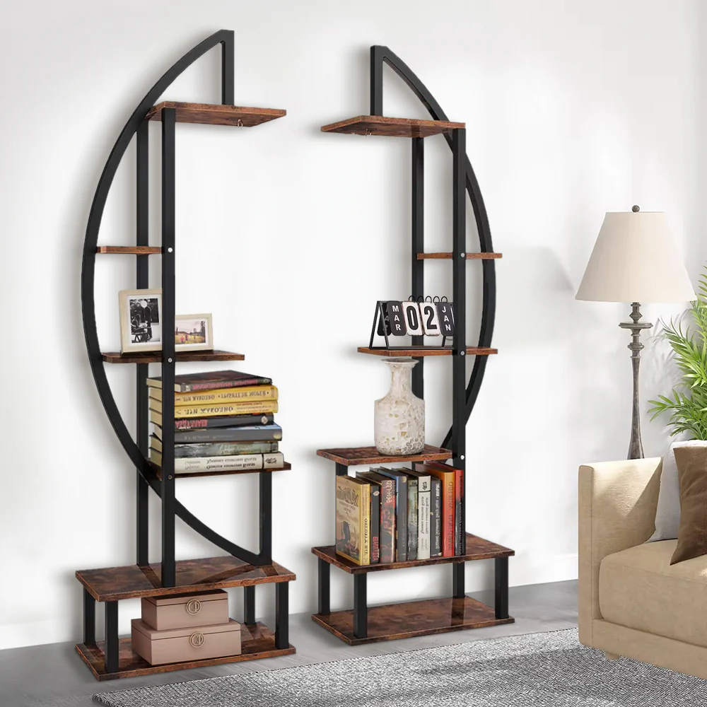 Breeins Pair of Wooden Crescent Plant Displays - Image 4