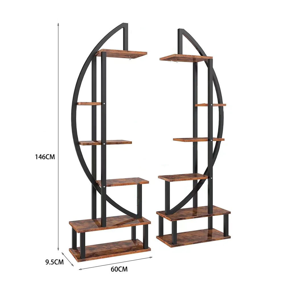 Breeins Pair of Wooden Crescent Plant Displays - Image 6