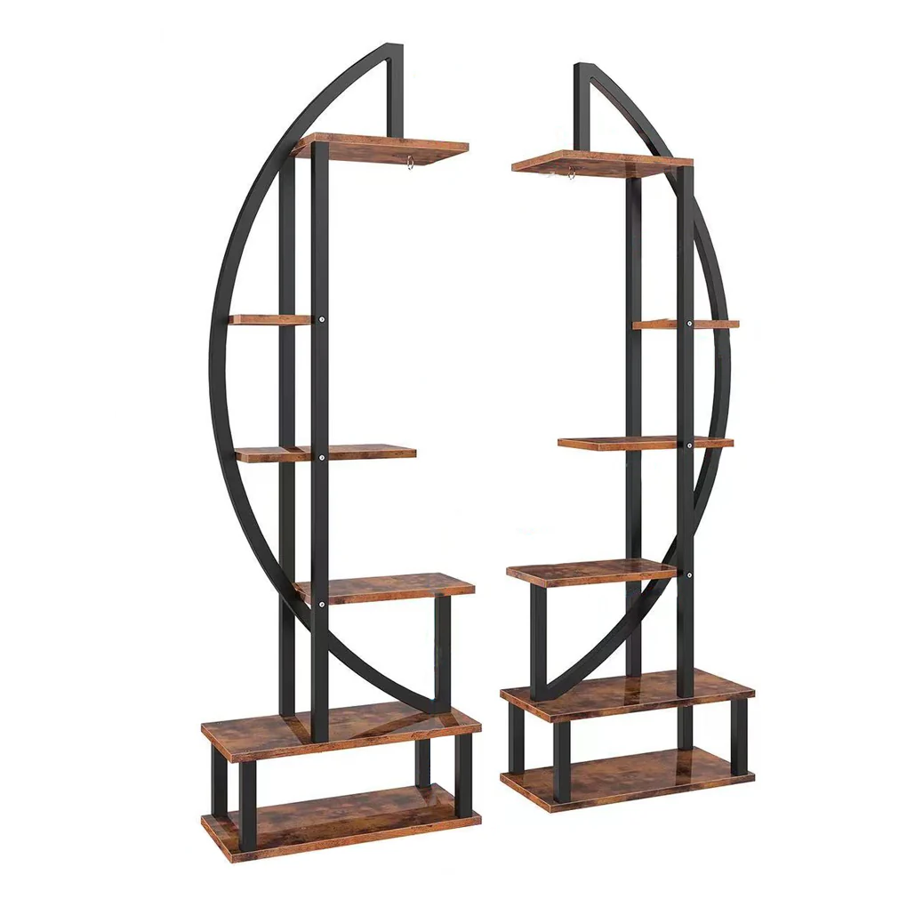 Breeins Pair of Wooden Crescent Plant Displays - Image 7