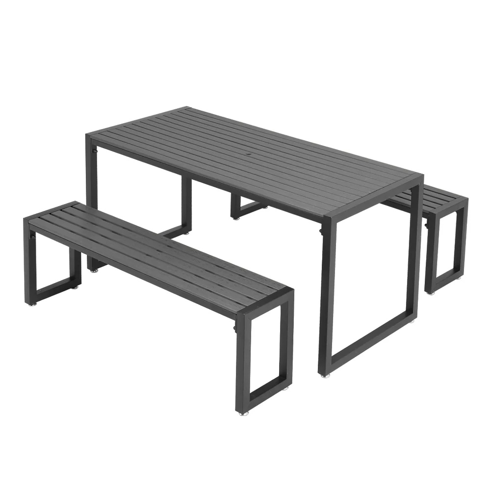 Breeins Patio Table Bench Set with Parasol Hole - Image 4