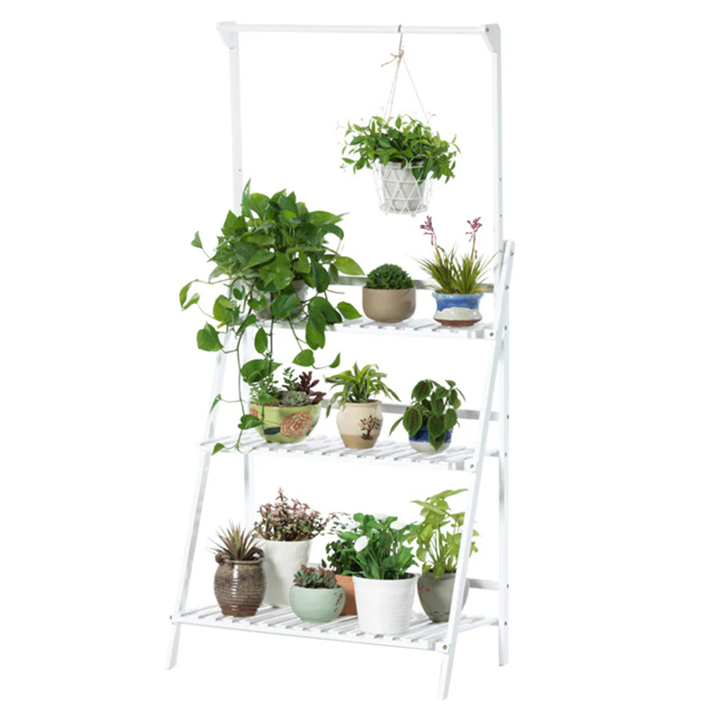 Breeins Rustic Plant Stand with Hanging Rod - Image 3