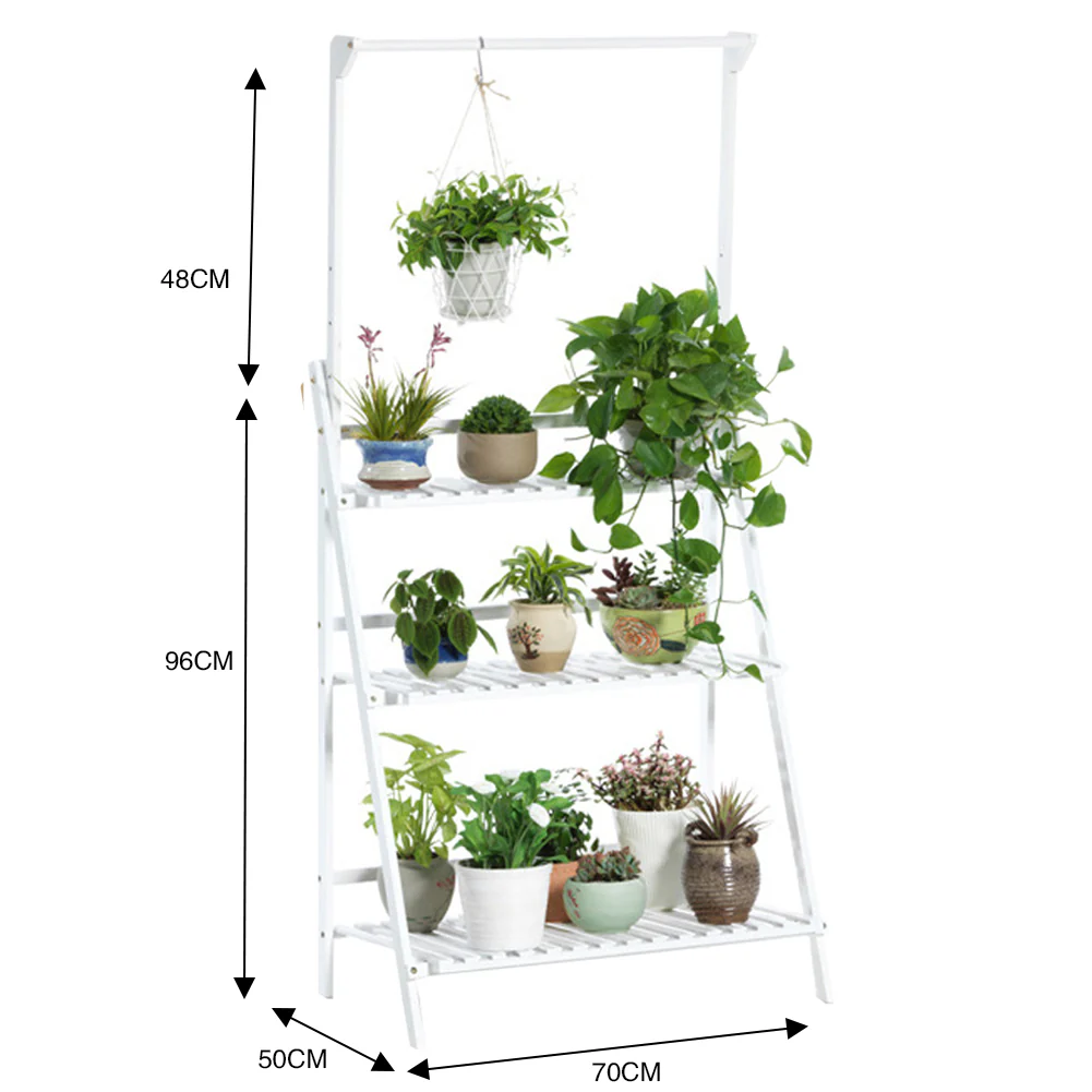 Breeins Rustic Plant Stand with Hanging Rod - Image 4