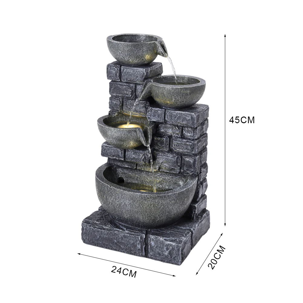 Breeins Rustic Solar Water Fountain with LED Lights - Image 3