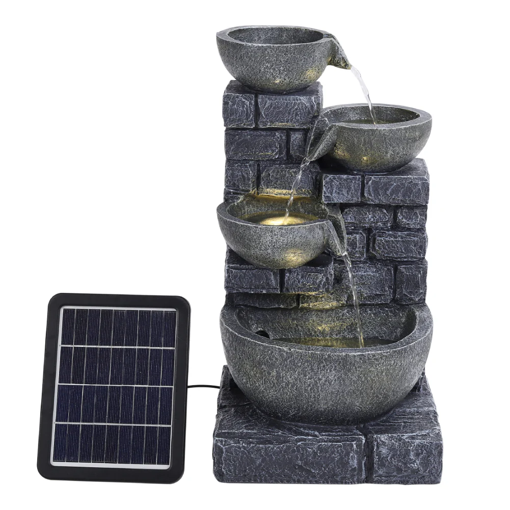Breeins Rustic Solar Water Fountain with LED Lights - Image 4