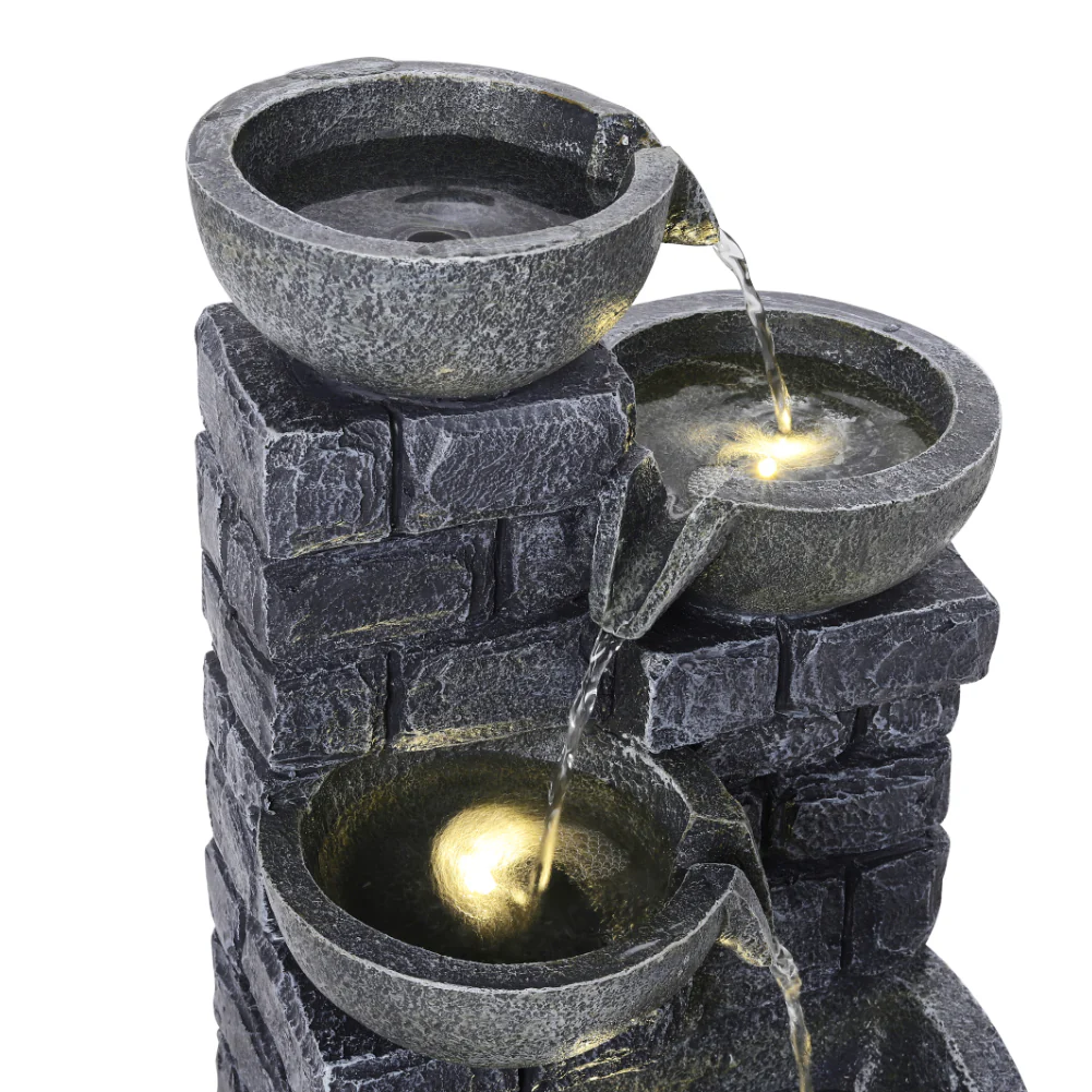 Breeins Rustic Solar Water Fountain with LED Lights - Image 7