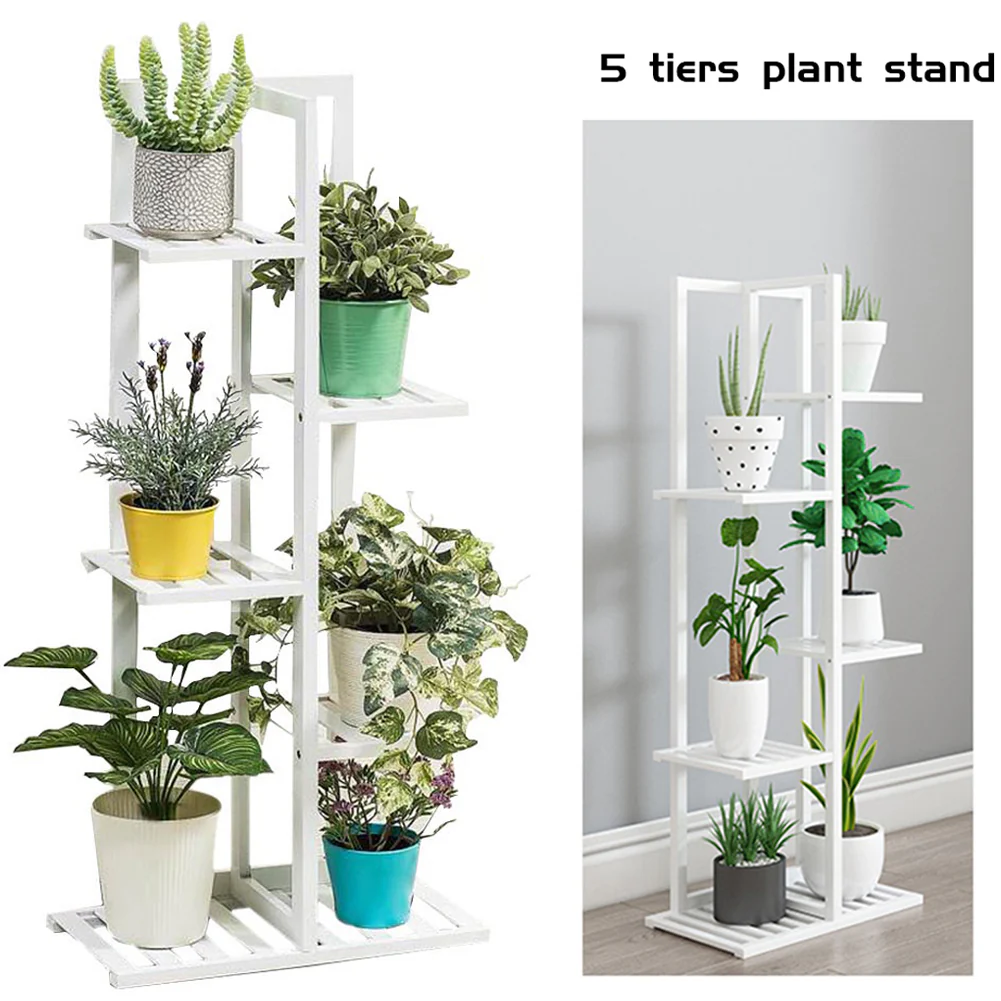 Breeins Rustic Solid Wood Flower Pot Shelf - Image 5