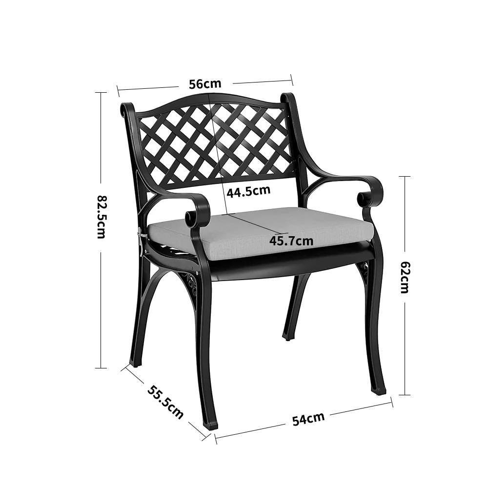 Breeins Set of 5 Retro Garden Bistro Set Cast Aluminum with Cushions - Image 9