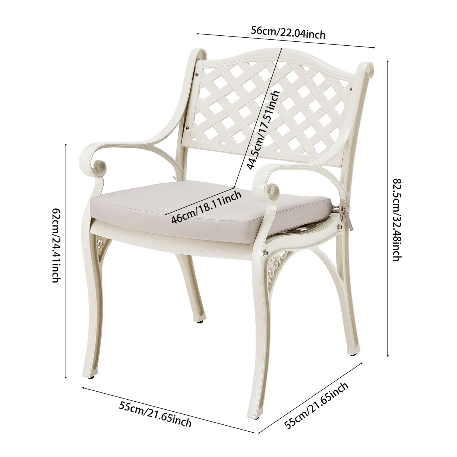Breeins 5 Piece Cast Aluminium Garden Bistro Set With Cushions - 4 Seater Outdoor Patio Table & Chairs With Parasol Hole - Off White - Image 9
