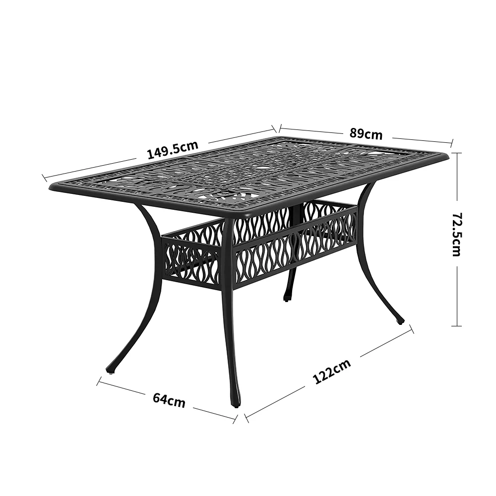 Breeins Set Of 7 Retro Garden Bistro Set Cast Aluminum With Cushions - Image 6